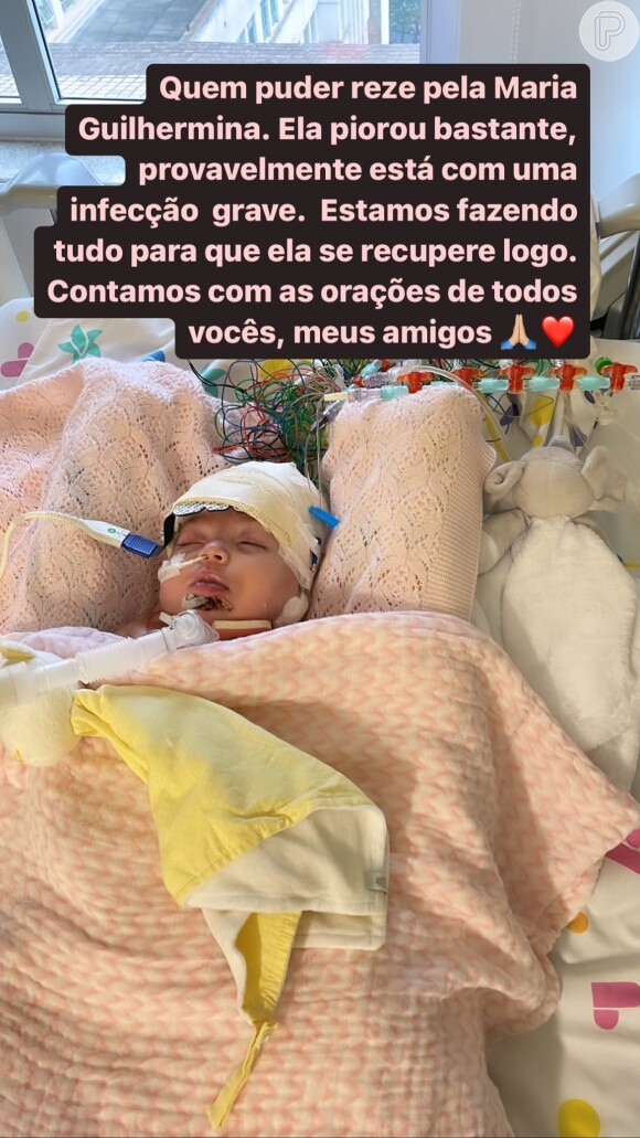 Filha bebê de Juliano Cazarré ganhou pedido de orações da mãe após piora no quadro de saúde