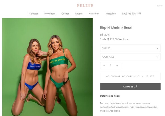 Biquíni Made In Brazil está disponível no site da marca por R$ 375,00