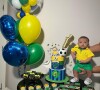 Filho de Vivian Araujo e Guilherme Militão usou as cores do Brasil em mêsversário