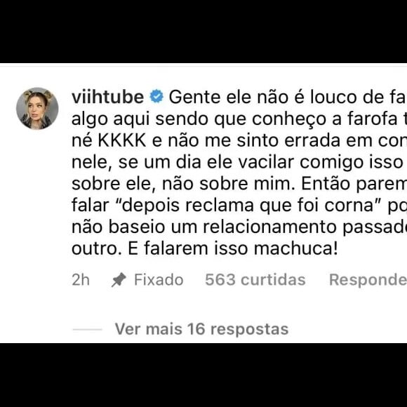 Viih Tube explicou que Eliezer não a traiu na Farofa da Gkay