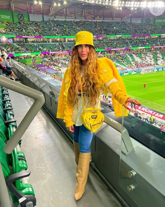 Irmã de Neymar exibiu seu look para assistir Brasil x Croácia, partida que culminou na eliminação brasileira na Copa do Mundo 2022