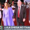 Nos pés, Janja usou uma sandália vermelha, combinando com a gravata de Lula