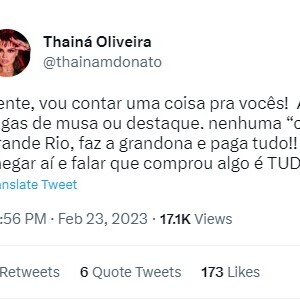 Filha do presidente da Grande Rio comentou sobre famosa que teria causado incômodo na escola nas redes sociais