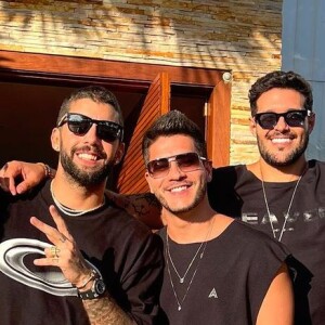 Arthur Aguiar também recebeu Rodrigo Mussi e Eliezer em festa de aniversário