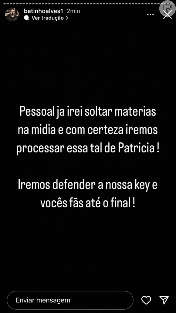 BBB 23: assessor de Key Alves afirma que entrará com processo contra Patrícia Ramos