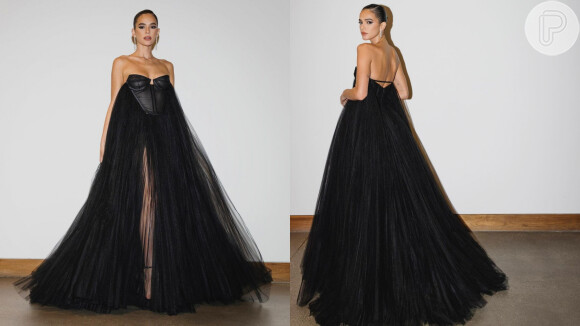 Bruna Marquezine apostou em um vestido preto de tule da marca Givenchy