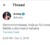 Tuítes antigos de Anitta viraram memes entre os seguidores da cantora