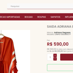 Gloria Maria: site Hug Shop aceita pagamentos parcelados em até 6x sem juros no cartão de crédito, com parcelas mínimas a partir de R$ 200