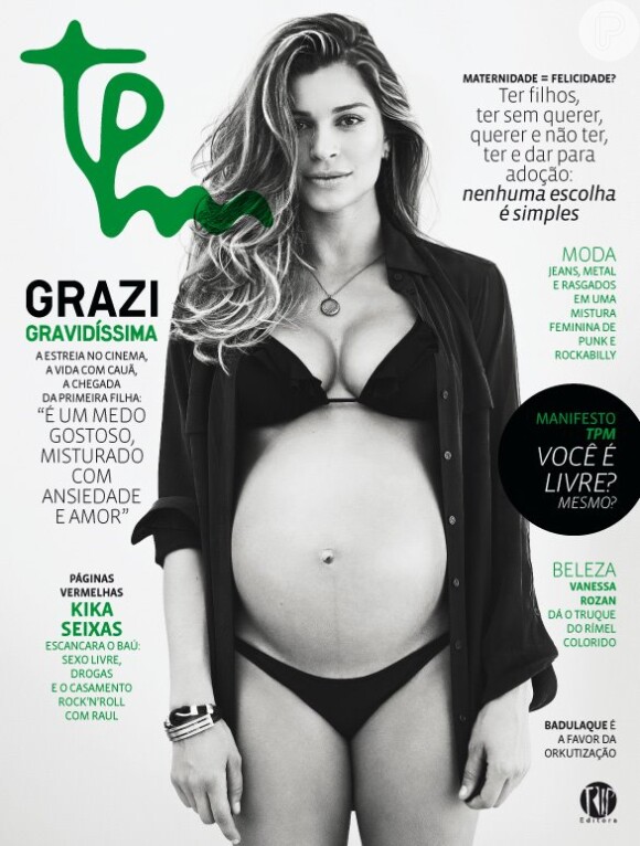 Grávida de Sofia, Grazi Massafera foi capa da revista 'TPM' e exibiu seu barrigão