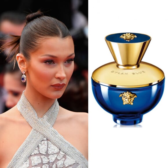 A modelo Gigi Hadid usa o perfume Versace Pour Femme Dylan Blue