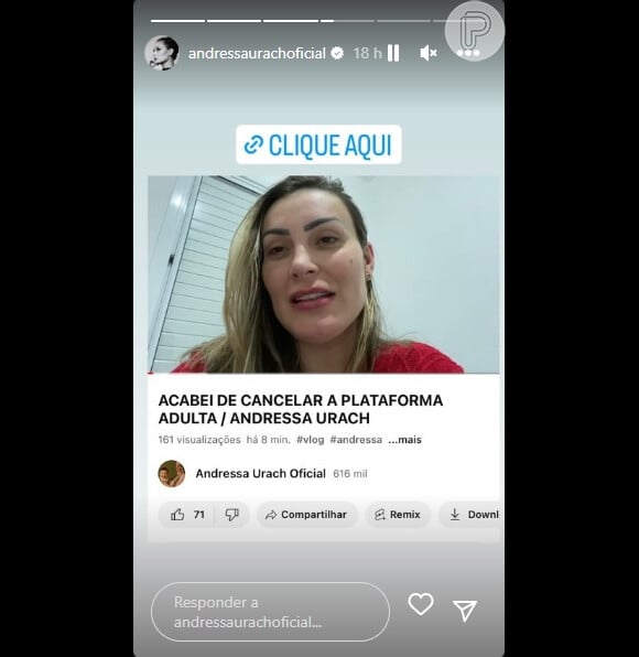 Andressa Urach anunciou a decisão pelas redes sociais