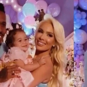 Éder Militão e Karoline Lima se divertiram bastante no aniversário de Cecília