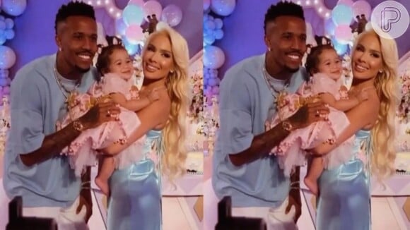 Éder Militão e Karoline Lima se divertiram bastante no aniversário de Cecília