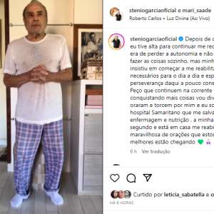 Stenio Garcia atualizou seus fãs como está o seu estado de saúde por meio de uma publicação no Instagram.