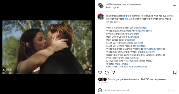 Dylan Sprouse, em geral, discreto com suas redes sociais publicou um vídeo no Instagram de como foi se casar com Barbara Palvin