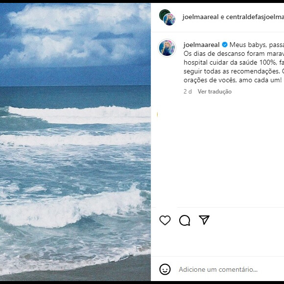 Joelma avisou do retorno ao hospital nas redes sociais