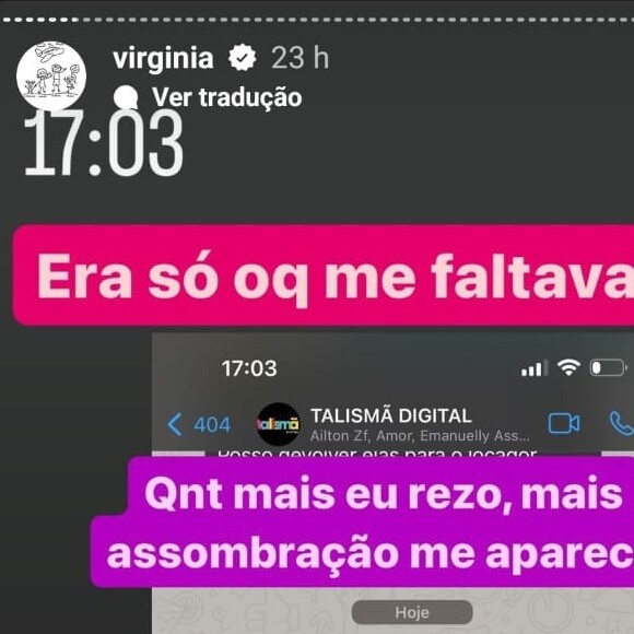 Virgínia Fonseca expôs o suposto relato da mulher que afirma ser ex-amante de Zé Felipe e que teria sido ameaçada pela própria Virgínia.
