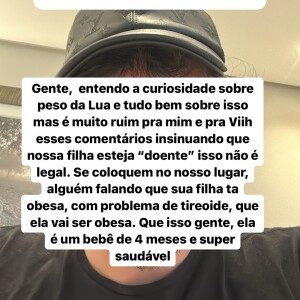 Eliezer explicou que a filha está saudável
