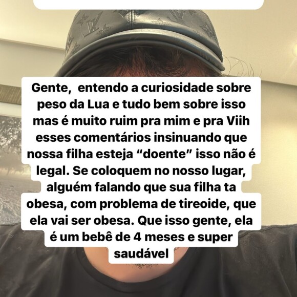 Eliezer explicou que a filha está saudável