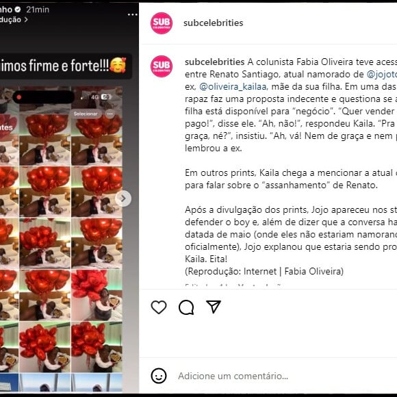 Jojo Todynho mostrou a conversa toda de Renato com a ex em um vídeo