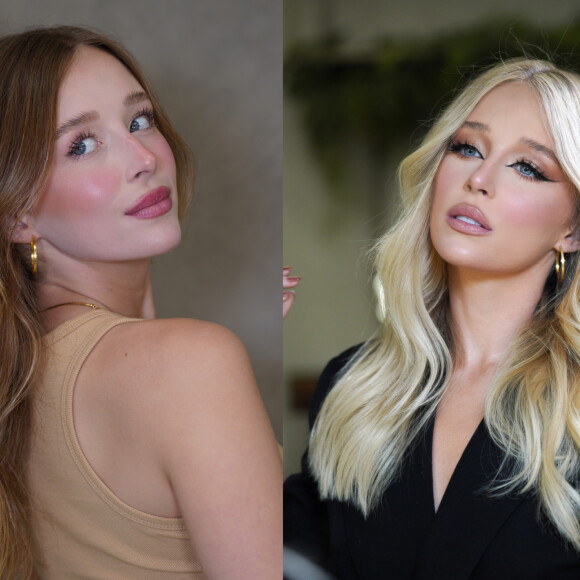 Antes e depois de mudança radical feita por Duda Reis: a atriz deixou castanho de lado e apostou em loiro claríssimo