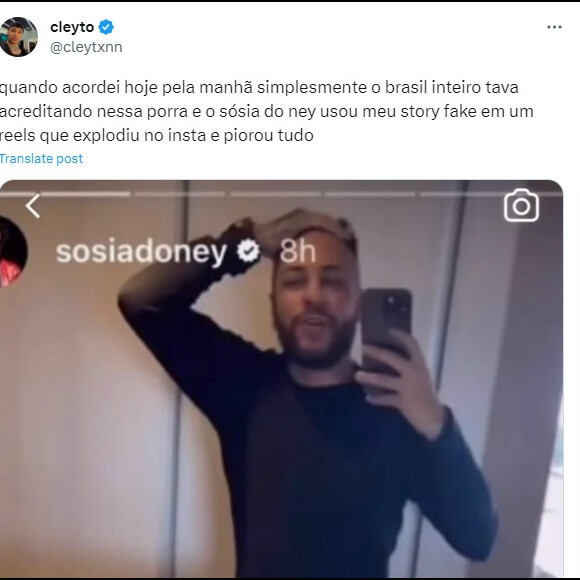 Um usuário do Twitter mudou a localização de um Story do sósia do Neymar