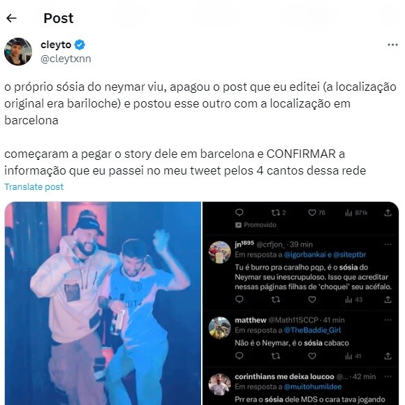 Internautas passaram a acreditar que era o sósia de Neymar na Espanha e não o jogador