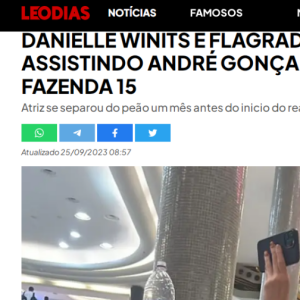 Danielle Winits foi flagrada em um aeroporto e leitor de Leo Dias garante que ela estava assistindo a cenas de André Gonçalves em 'A Fazenda'