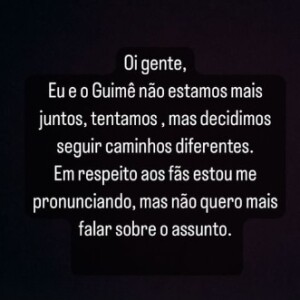 Lexa anunciou a separação primeiro que Guimê