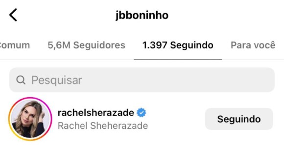 Boninho seguiu Rachel Sheherazade no Instagram e ainda comentou uma publicação recente