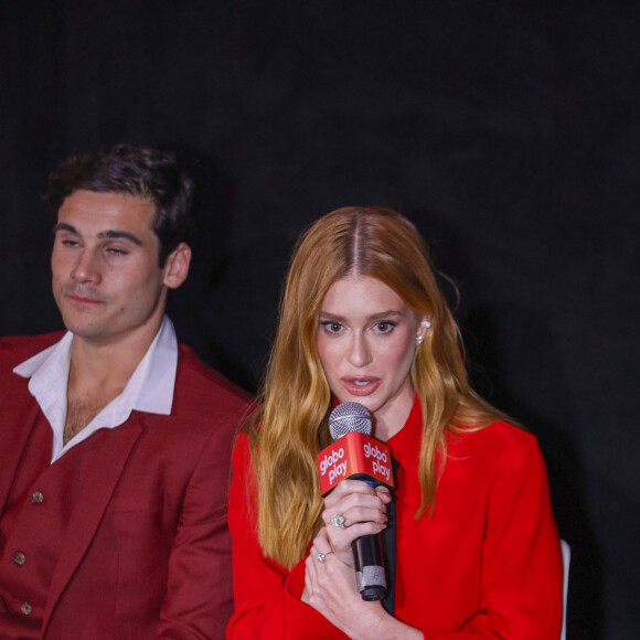 Marina Ruy Barbosa conversou com jornalistas ao lançar a série 'Rio Connection' em cinema de shopping do Leblon, Zona Sul do Rio de Janeiro em 21 de novembro de 2023