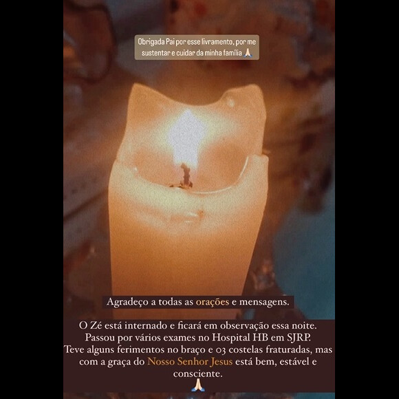 Mulher de Zé Neto, Natália Toscano compartilhou mensagem de agradecimento após o marido escapar de grave acidente de carro em 5 de dezembro de 2023