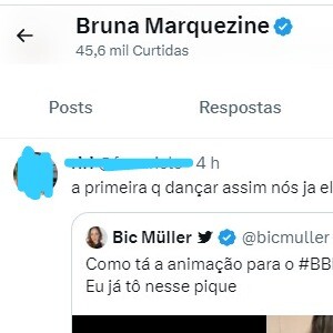 Bruna Marquezine deu like no tweet que debochava de Amanda, do 'BBB 23'
