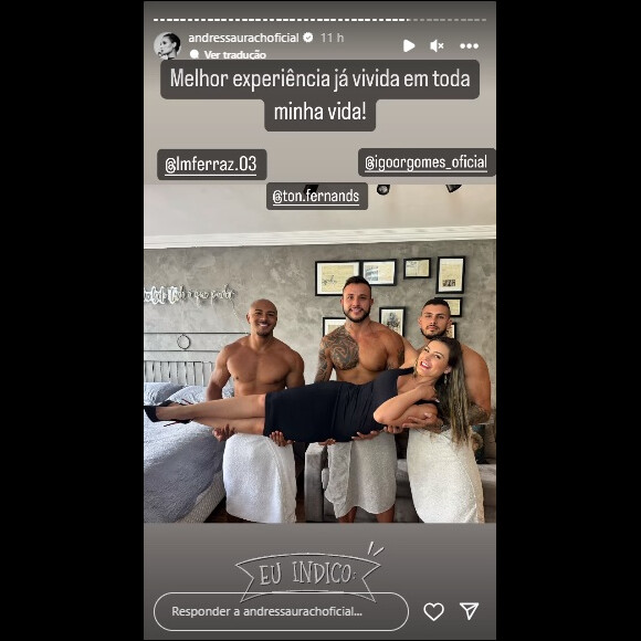 Andressa Urach comemorou ao gravar vídeo pornô com três homens ao mesmo tempo: 'Que sensacional, meu Deus! Surreal! Vocês não tem noção'