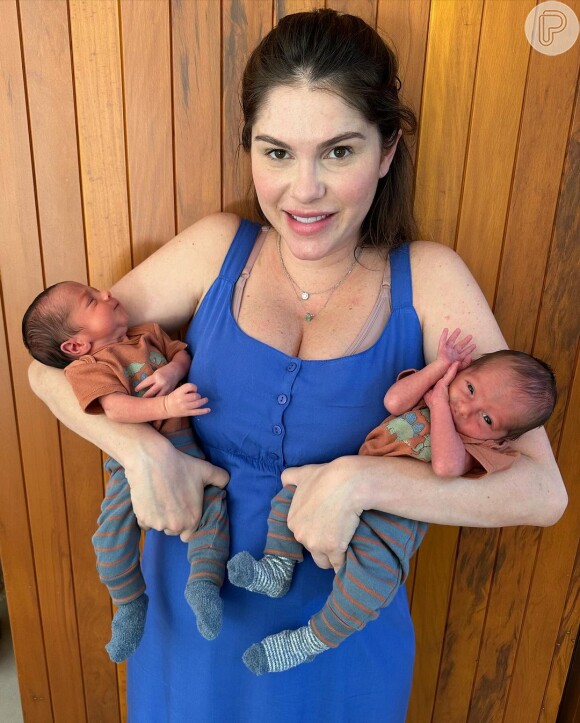 Bárbara Evans deu à luz aos gêmeos Álvaro e Antônio no dia 27 de novembro de 2023