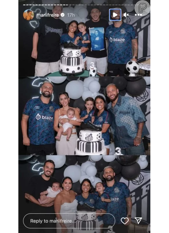 Neymar e Bruna Biancardi levam Mavie em aniversário de filho de 'parça'; ex-casal posa junto em foto