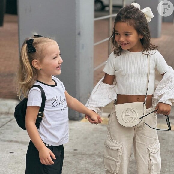 Ticiane Pinheiro e Ana Paula Siebert, ex e atual de Roberto Justus, publicaram fotos de suas filhas em um momento de amizade