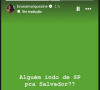 Bruna Marquezine pediu até uma 'ajudinha' na web: 'Alguém indo de São Paulo para Salvador?'