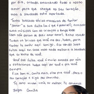 BBB 24: Camilla Camargo escreveu uma carta para a irmã, Wanessa