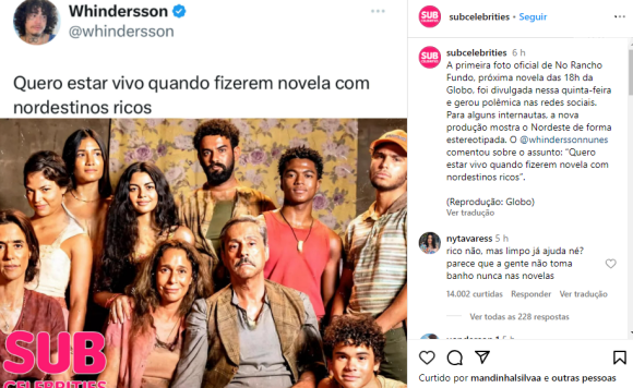 Internautas detonam novela No Rancho Fudo, nova novela da Globo, no Instagram