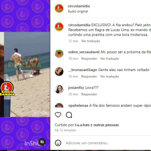 Lucas Lima foi filmado na Praia da Barra da Tijuca, no Rio de Janeiro, na companhia de uma mulher