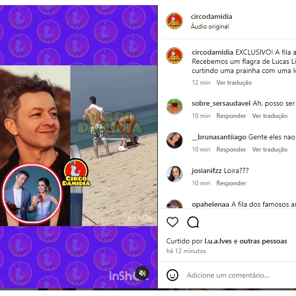 Lucas Lima e Julia Martins foram flagrados juntos na praia, o que deu origem aos rumores de affair