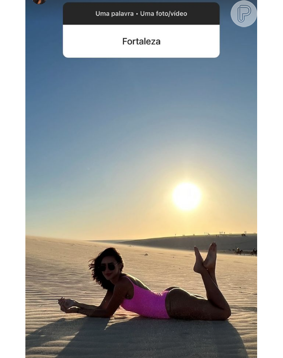 Bruna Biancardi também posou em uma foto empinando o bumbum em uma pose ousada em Fortaleza