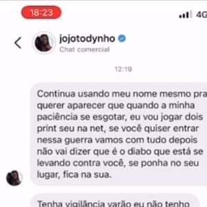 Jojo Todynho enviou prints, que seriam de Jhoma reagindo com emojis de fogo, coração e palminha aos stories de um outro homem