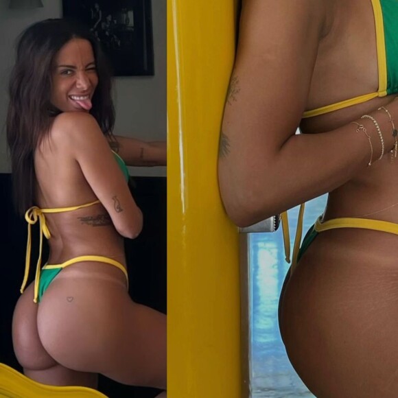 Garota do Rio! Anitta sensualiza de biquíni fio-dental com as cores do Brasil e prova que a marquinha está em dia; veja fotos