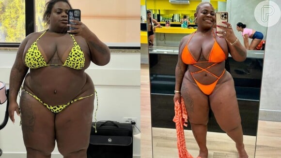 Jojo Todynho posou para duas fotos de biquíni mostrando como era o seu corpo antes e agora