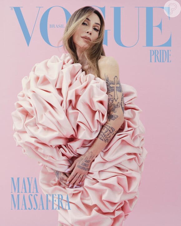 Maya Massafera foi a capa da revista Vogue Brasil em comemoração ao mês do orgulho LGBTQIAPN+