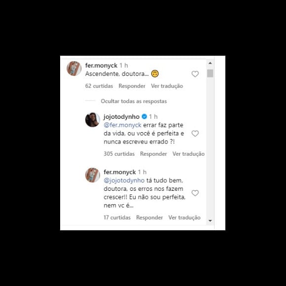 'Errar faz parte da vida', disse Jojo Todynho depois de ser corrigida nas redes sociais