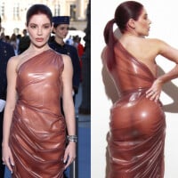 'Parece camisinha de chocolate': Gkay escolhe vestido de látex marrom para evento de moda em Paris e divide opiniões. Fotos!