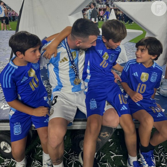 Messi comemorou o título da Argentina com os filhos em estádio dos EUA